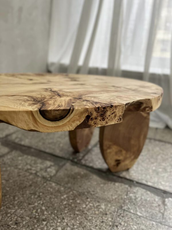 Owalny stolik z litego drewna czeczoty topoli - obrazek 2