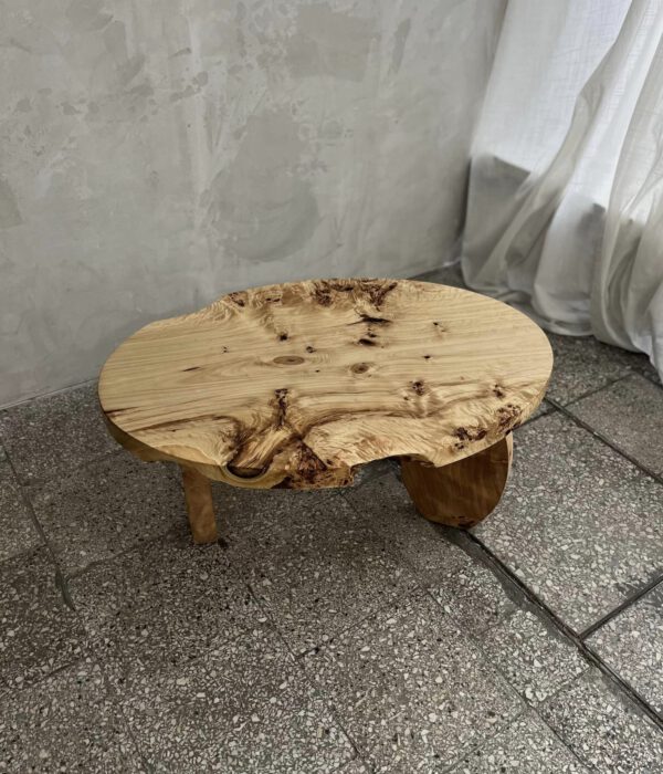 Owalny stolik z litego drewna czeczoty topoli - obrazek 4